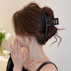 Lunivop  New Korean Black Polka Dot Hair Claw For Women Exquisite Arc Shark Clip Back Head Clip Daily Casual Hair Accessories