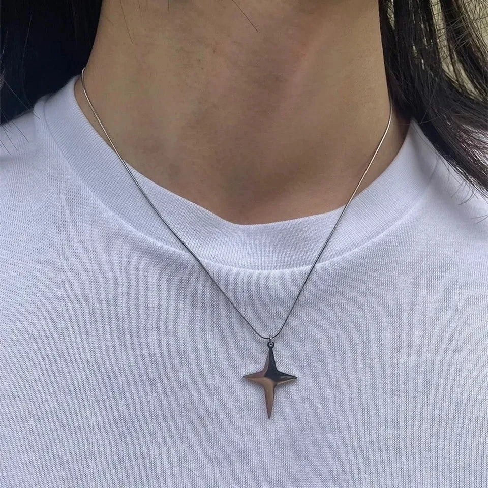 Lunivop Kpop Goth Silver Color Star Pendant Chain Necklace For Women Men Egirl Y2K Cool EMO Punk Aesthetic Grunge Jewelry Gifts