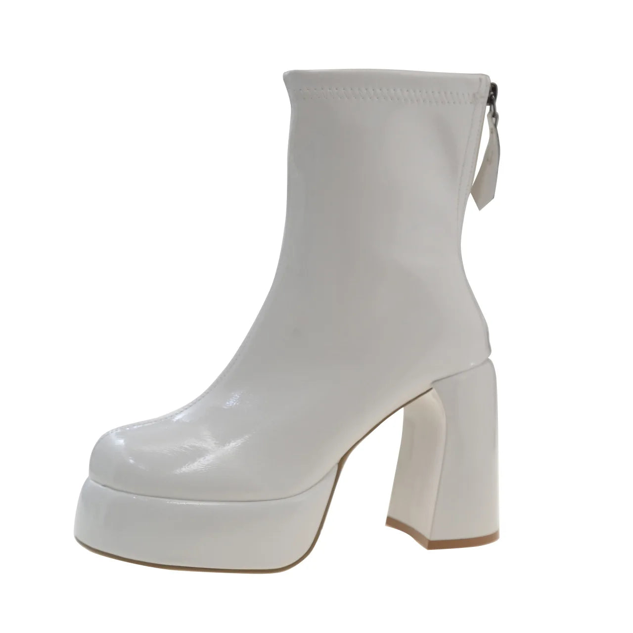Lunivop Fashion Women Ankle Boots Soft Leather Platform Round Toe High Heels Woman Chunky Heel Short Boots Elegant Back Zipper Lady Boot