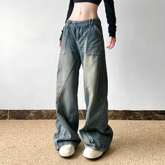 Lunivop  Baggy y2k Distressed Jeans 90s Streetwear Low Rise Vintage Loose Denim Pants Patchwork Mom Jeans Autumn Harajuku Clothing