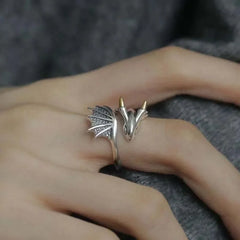Lunivop  Vintage Little Flying Dragon Cuff Finger Rings For Women Men Fashion Open Adjustable Handmade Couple Ring Jewelry