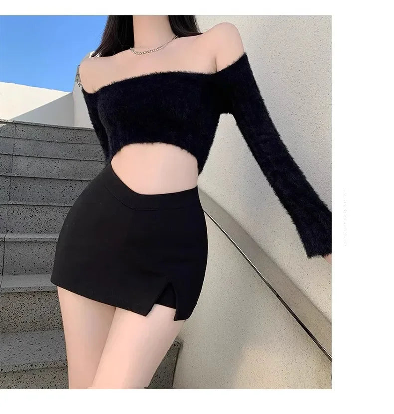 Lunivop High-waisted Black Bodycon Skirt Sexy Slimming Mini Dress New 2024 Spring Women's Fashion Korean Style Ultra-pure Desire