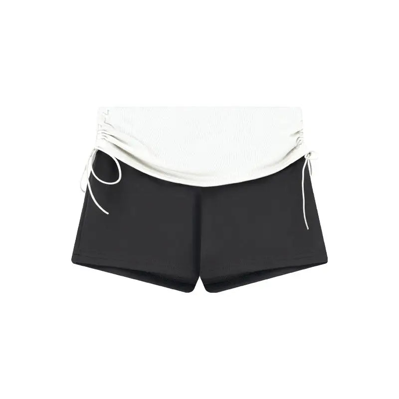 Lunivop  Drawstring Panelled Patchwork Casual Shorts Ballet Casual High Waist Denim Shorts Women Japan Slim Trendy Minority Pants