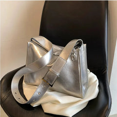 Lunivop  Retro Hot Girl Silver Harajuku Tote Bag Women Chain Square Leather Large Capacity Shoulder Bag Ladies Fashion Y2k Crossbody Bags