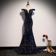 Lunivop  Exquisite Luxury Shinny Slash Neck Short Sleeve Evening Dress Long Sequin Fishtail Train Prom Robe Back Strap Design Vestidos