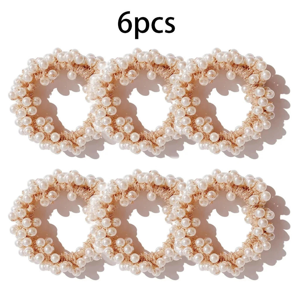 Lunivop  Elegant Lady Rubber Band Rope Pearl Hair Ring Girls Beaded Scrunchies Rubber Bands Ponytail Hair Accessories Elastic Headband