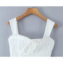 Lunivop  Pretty Girl Summer White Tank Mini Dress Women Elegant Square Neck Sleeveless Dresses Short Holiday Robe Cotton Vestidos