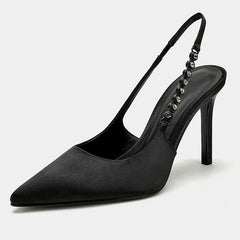 Lunivop  Fashion Pointy High Heels Women's Summer New Chain Design Sense Niche Thin Heels Outside Wear Baotou Sandals Crystal Pumps