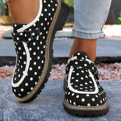 Lunivop  Women's Large Size Fashionable Polka Dot Decorated Low-top Shoes Spring and Autumn New Velcro Design Casual Comfortable Loafers