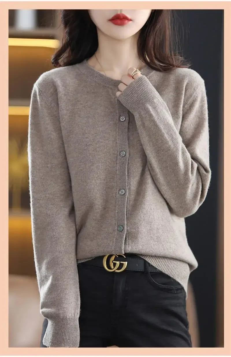 Lunivop Knitted Sweater Cardigan Loose-fit Warm Jacket Inner Wear Outer Korean Style Stylish Women's Top Core-spun Yarn