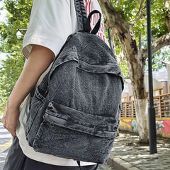 Lunivop  Denim Casual Versatile Large Capacity Backpack College Student Bags Retro Japanese Backpack