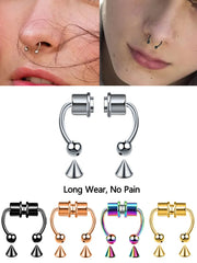 Lunivop  2Pcs or 5Pcs Magnet Nose Ring Stainless Steel Horseshoe Ring Nose Clip Non-pierced Nose Hoop Magnetic Nose Nail piercing nariz