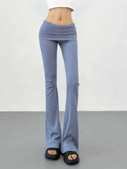 Lunivop  Spring/summer New Double Layered Flanging Sports Casual Pants Women's Spicy Girl Style Elastic Slim Micro Horn Pants T42Y