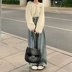 Lunivop  Vintage Blue baggy Jeans Women Korean High Wiast Loose Denim Wide Leg Pants Woman Autumn Winter Streetwear Trousers