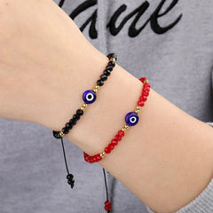 Lunivop New Trendy Simple Evil Eye Solid Color Crystal Beaded Hand Woven Bracelet for Women Men Niche Design Party Jewelry Gifts