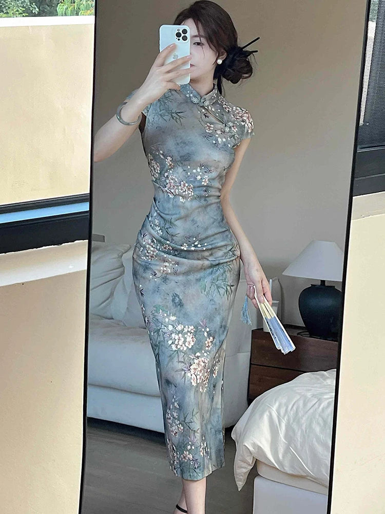 Lunivop  Korean Vintage Floral Festival Party Dress Summer Elegant Bodycon Sexy Long Dress Women Fashion Suitable Dresses on Request