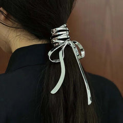Lunivop  Women Alloy Hairpin Hair Crab Ladies Ponytail Punk Hair Clips Hair Claw Sliver Bow Styling Tools Fashion Hair Accessories Gift