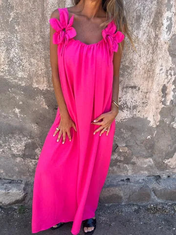 Lunivop  Spring Summer New Loose Maxi Dress For Women's Summer Stylish Sleeveless Flower Solid Casual Lady Beach Holiday Long Dresses