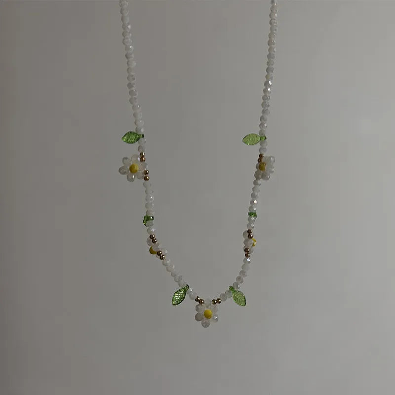 Lunivop Bohemia Colorful Beads Chain Choker Necklace Trendy Small Flower Accessory for Women Men Girls Jewelry Gift