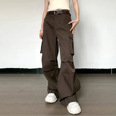 Lunivop Lygens Zipper Pockets High Waist Solid Y2K Streetwear Wide Leg Women'S Cargo Pants Casual Daily Vacation