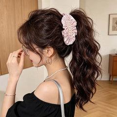 Lunivop  Korean Black Polka Dot Pearl Hair Clip For Women Girls Elegant Satin Banana Clip Ponytail Clip Barrette Hair Accessories