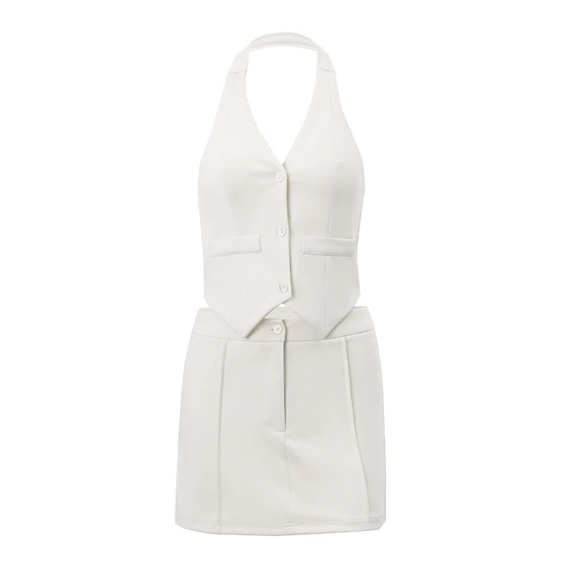 Lunivop   Fashion Casual V-neck Sleeveless Suit Tank Top With High-waist Bodycon Hip Skirt Streetwear Retro Women 2 Piece Sets