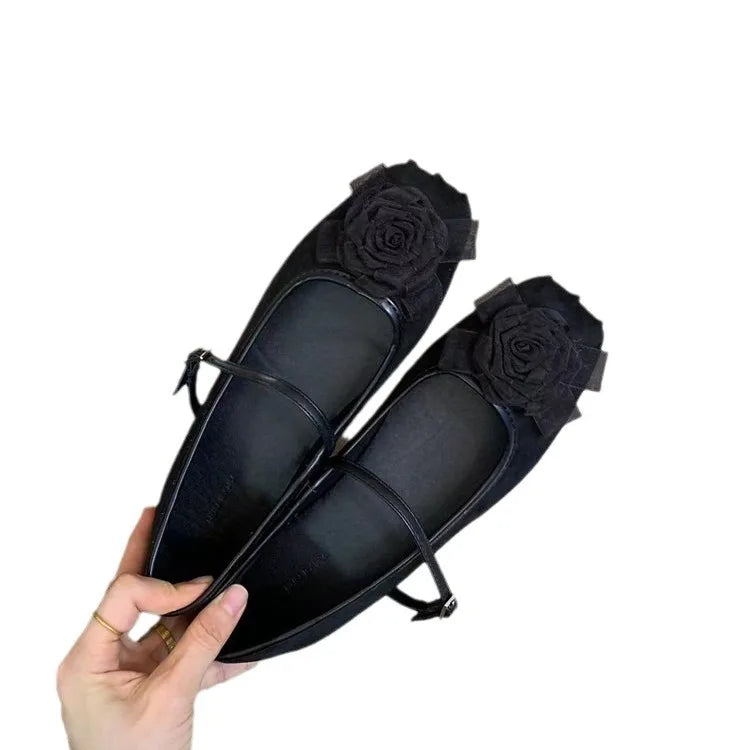 Lunivop Women Designer Mary Jane Shoes Female New Fashion Flower Shallow Slip on Ladies Outdoor Elegant Round Toe Flat Ballet Shoes