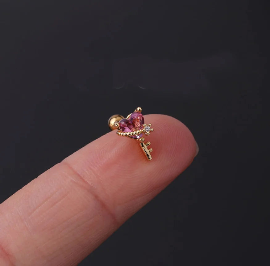 Lunivop Sweet Cool Stainless Steel Cross Moon Piercing Cartilage Stud Earrings for Women Girls Hiphop Punk Party Cosplay Jewelry