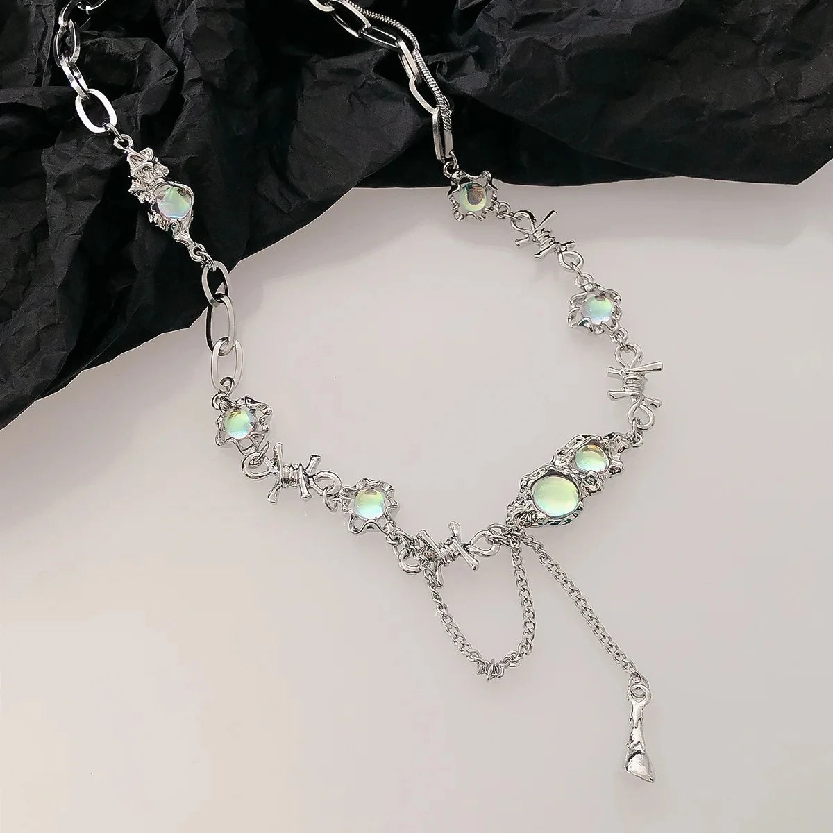 Lunivop Pink Crystal Egirl Sweet Cool Clavicle Chain Necklace  Y2K Accessories Fashion Peach Heart Water Drop Pendant Aesthetic Jewelry