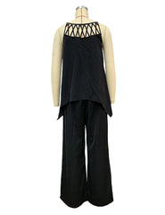 Lunivop  Women Sleeveless Shirt Pants Suit Summer O-Neck Hole Tank Top+Wide Leg Trousers Summer Casual Loose Two Piece Set