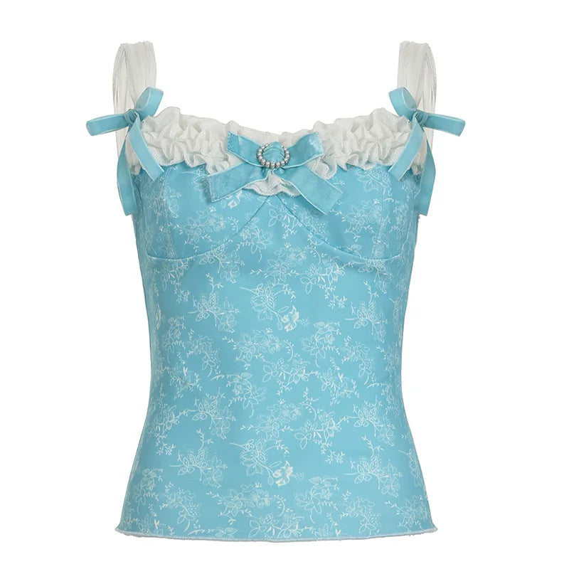 Lunivop Retro Lace Spliced Skinny Exquisite Patchwork Camisole Classical Sweet Chic Fashion Women Blouses Y2k Clothes Coquette Aesthetic