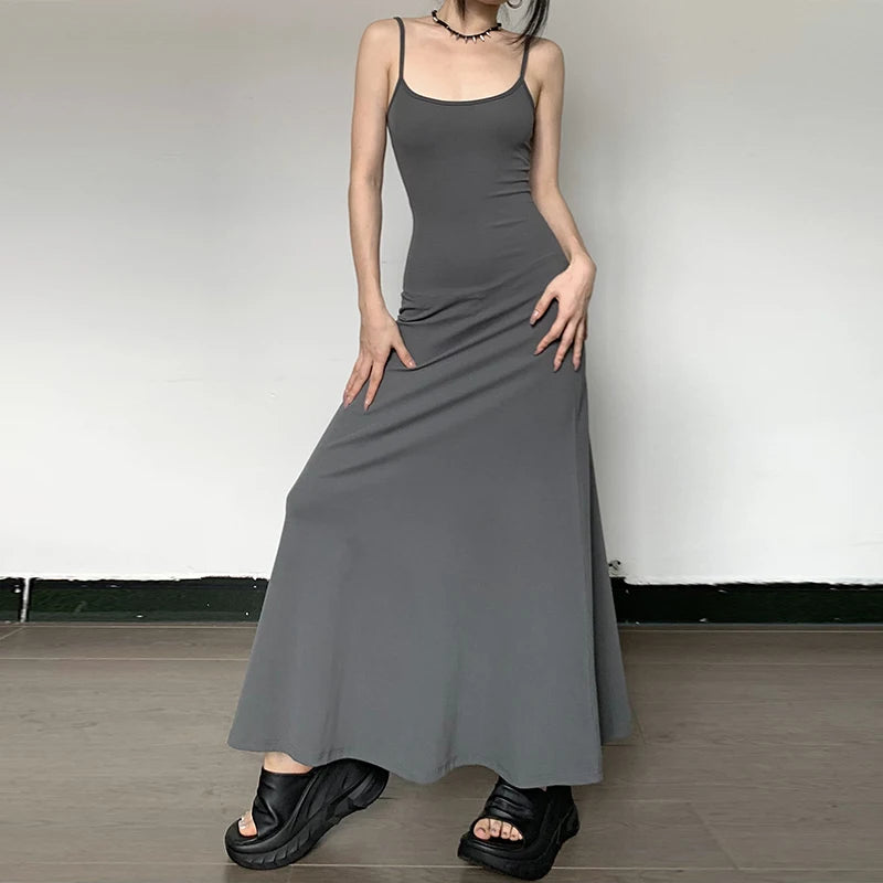 Lunivop Casual Solid Sling Slim Y2k  Dress Streetwear Holiday Party Korean Fashion Sexy Spring Summer Women Outfit