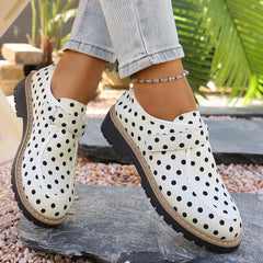 Lunivop  Women's Large Size Fashionable Polka Dot Decorated Low-top Shoes Spring and Autumn New Velcro Design Casual Comfortable Loafers