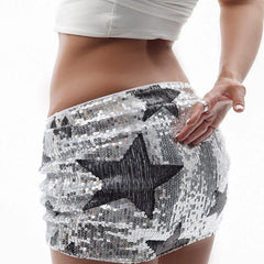 Lunivop  Women Fashion Glitter Stars Sequins Mini Skirts Sexy Low Waist Hipster Night Clubwear Party Bottoms All Matching Streetwear