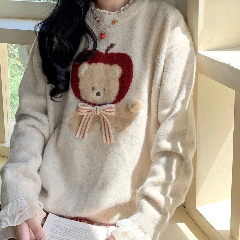 Lunivop  Deeptown Kawaii Sweaters Cartoon Women Harajuku Sweet Knitted Pullovers Autumn Winter Fashion Oversize Cute Aesthetics Sweaters