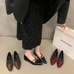 Lunivop  Fashion Cross Strap Women Mary Jane Shoes New  Autumn Pointed Toe Dress Flat Shoe Ladies Red Soft Sole Ballet Shoes