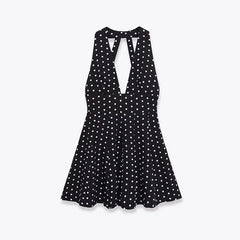 Lunivop  Women Vintage Polka Dot Halter Dress Female Sexy Sleeveless A-line Short Dresses Casual Chic Backless Vestidos