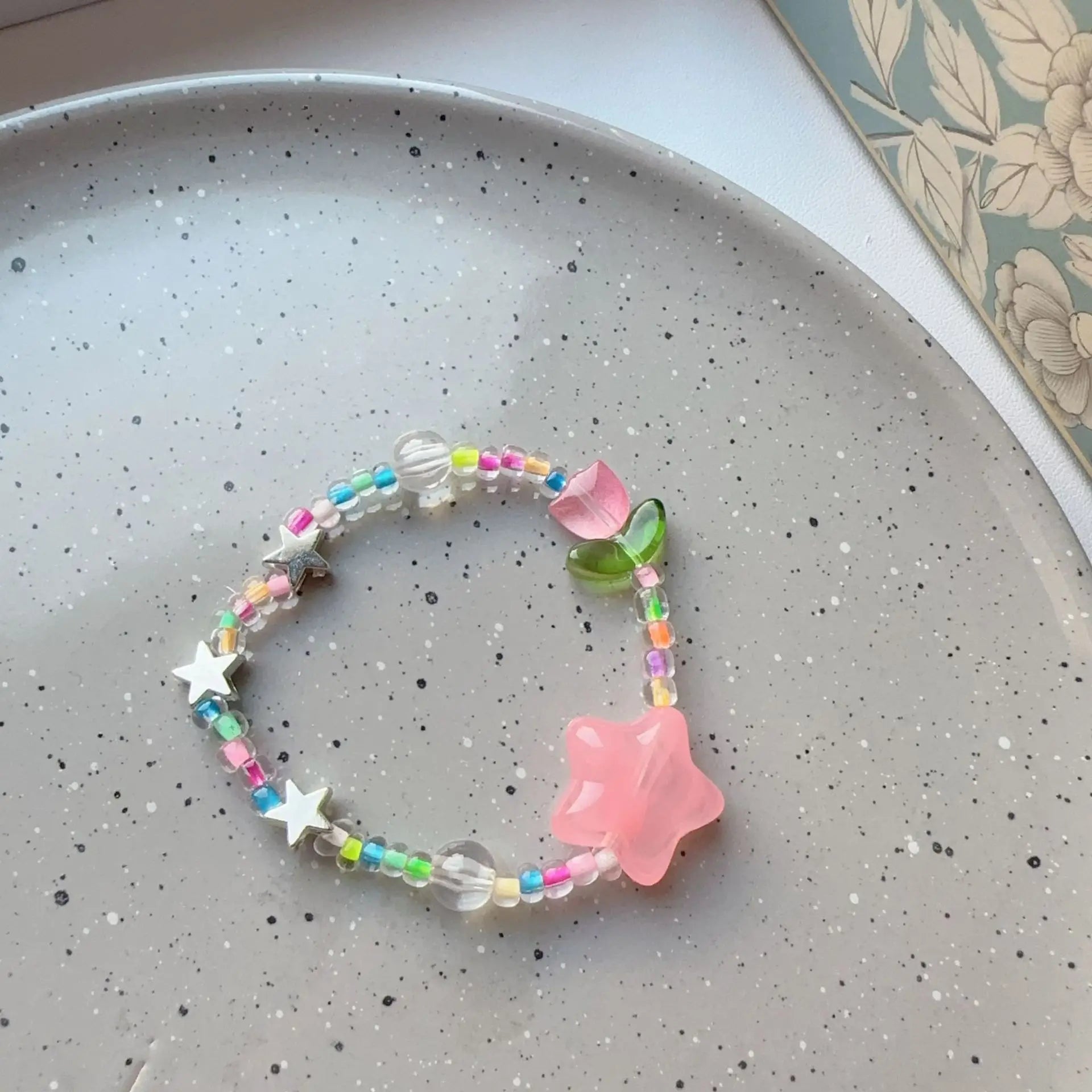 Lunivop Y2K Goth Harajuku Acrylic Colorful Star Beaded Bracelet Stretch Bracelets Summer Jewelry Stackable Bangle Friendship Wristbands