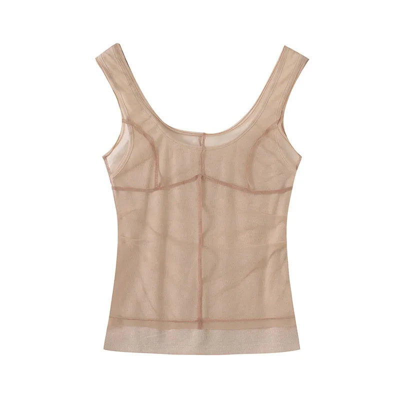 Lunivop  Sheer Mesh Lace Double Layer Cami Tank Top Two Piece Set  U Neck Sleeveless Summer Chic Party Y2K Hot Girl Daily Outfit