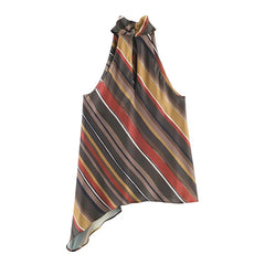 Lunivop  New Halter Tops Fashion Backless Stripe Elegant Crop Top Woman Sleeveless Asymmetry Short Tops For Women High Street Casual Tops