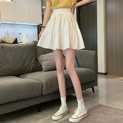 Lunivop Fairycore A Line Pleated Skirt Women White Mini Skirt Korean Fashion Clothes Girl Clothing Y2k Kawaii Preppy Style Fairy Core