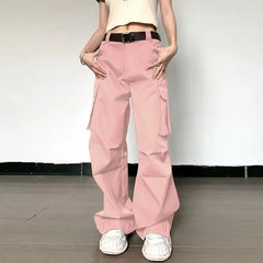 Lunivop Lygens Zipper Pockets High Waist Solid Y2K Streetwear Wide Leg Women'S Cargo Pants Casual Daily Vacation