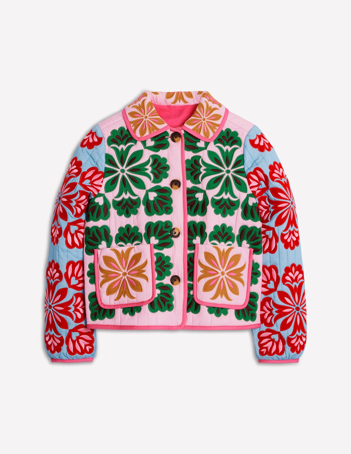 Lunivop  Printed Quilted Collared Women Padded Jacket Contrast Piped Pocket Autumn Playful Women Casual Cotton Coats Trendy Coat