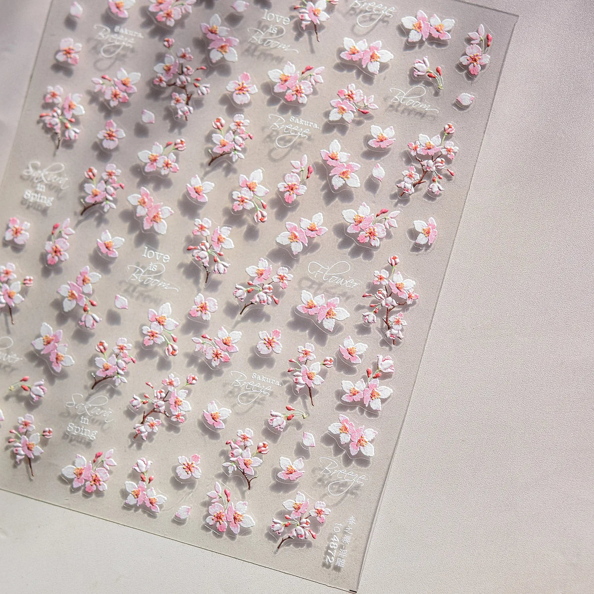 Lunivop  Blossoming Sakura Spring Petal Cherry Flowers Living Peach Branch 5D Nail Art Sticker Soft Relief Adhesive Chic Manicure Decals