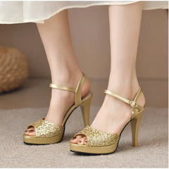 Lunivop  Gold Platform Sandals Women New High Heels Women Wedding Shoes Fashion Peep Toe Sandalias De Mujer