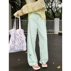 Lunivop Butterfly Women's Jeans High Waist Hip Hop Straight Denim Pants Y2k Streetwear Fashion Vintage Baggy Wide Leg Trousers 2024 New
