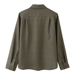 Lunivop  New Autumn Plaid Print Lapel Collar Long Sleeve Shirt for Women With Pad Shoulder Single-breasted Busttons Loose Blouse Tops