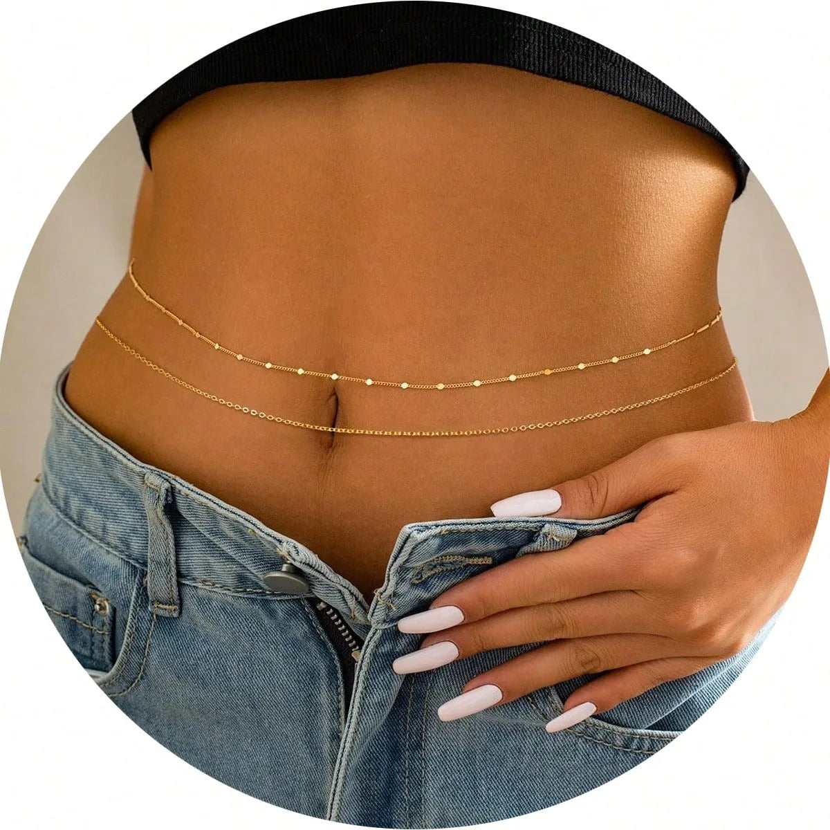 Lunivop  Sexy Belly Chains For Women Beads Cuban Waist Chain Jewelry For Beach Accessories