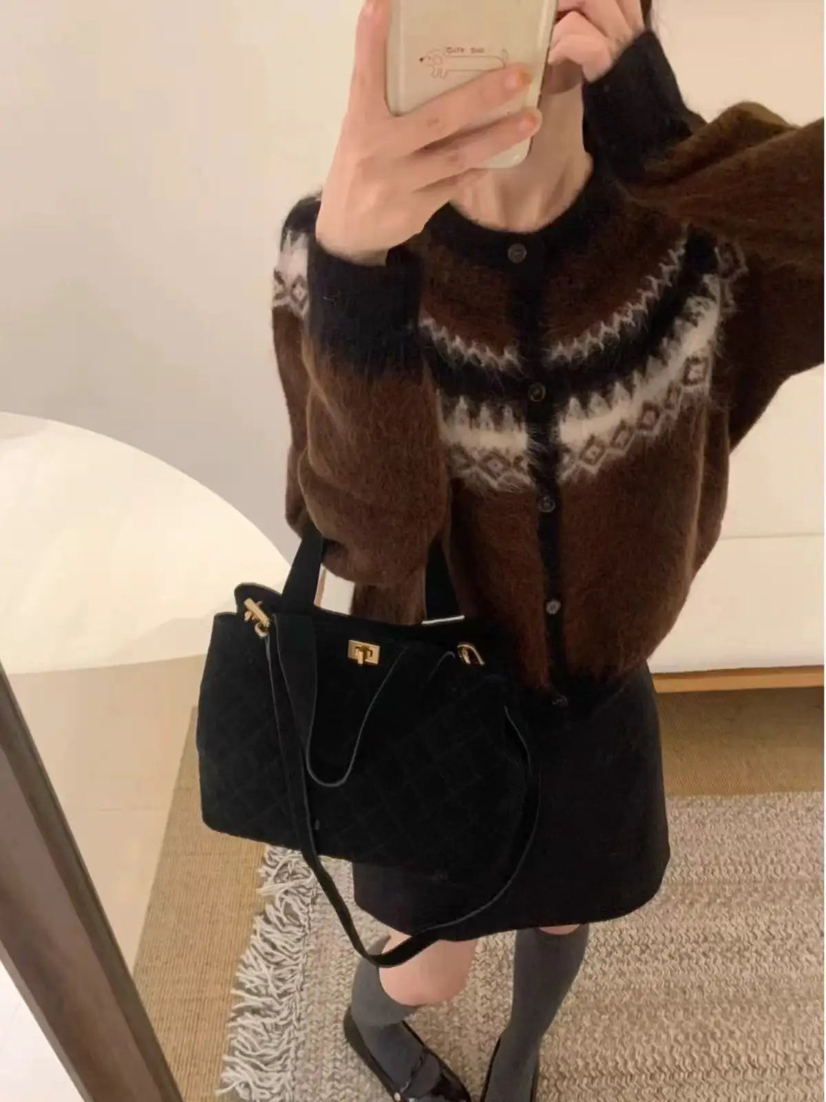 Lunivop Button Up Fair Isle Sweater Cardigan Soft Knit Sweater Jacket Geometric Print Cozy Knitwear Teen-girl Fall Winter Vintage Outfit