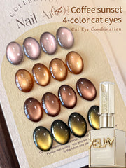 Lunivop  4Pcs 15ML Brown cat eye Nail Gel polish set Semi Permanent Nail Art Soaking UV LED Nail Salon DIY Nail Salon Gel